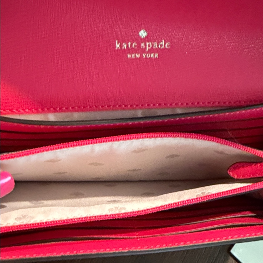 kate spade NWT $289 pink and cream woven crossbody clutch - Picture 9 of 13